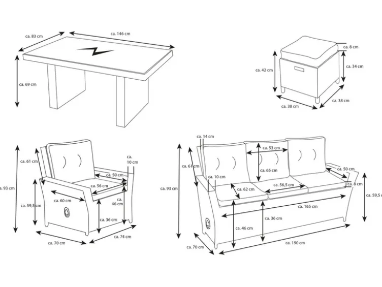 Alu-Luxus Dining-Set »Asti«, 6-teilig