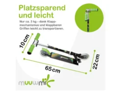 Aluminium Scooter 125 mm, mit LED-Leuchtrollen