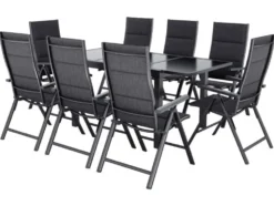 Alu-Premium-Set »Toronto«, 9-teilig - Ausziehtisch & 8 Klappsessel