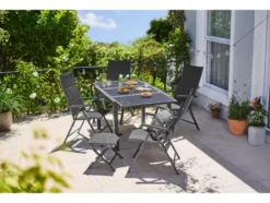 Alu-Premium-Set »Toronto«, 7-teilig - Ausziehtisch & 6 Klappsessel