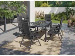 Alu-Premium-Set »Toronto«, 7-teilig - Ausziehtisch & 6 Klappsessel