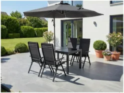 Alu-Premium-Set »Toronto«, 5-teilig - Ausziehtisch & 4 Klappsessel