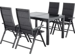 Alu-Premium-Set »Toronto«, 5-teilig - Ausziehtisch & 4 Klappsessel