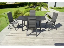 Alu-Premium-Set »Toronto«, 5-teilig - Ausziehtisch & 4 Klappsessel