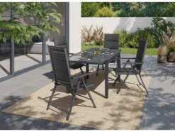 Alu-Premium-Set »Toronto«, 5-teilig - Ausziehtisch & 4 Klappsessel
