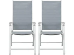Alu-Set »Houston«, 5-teilig - Ausziehtisch & 4 Klappsessel, weiß