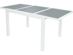 Alu-Set »Houston«, 5-teilig - Ausziehtisch & 4 Klappsessel, weiß