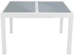 Alu-Set »Houston«, 5-teilig - Ausziehtisch & 4 Klappsessel, weiß