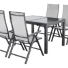 Alu-Set »Houston«, 5-teilig - Ausziehtisch & 4 Klappsessel, hellgrau-meliert