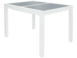 Alu-Set »Houston«, 7-teilig - Ausziehtisch & 6 Klappsessel, weiß
