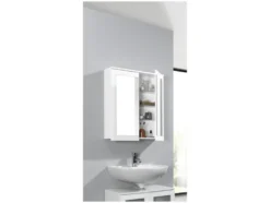 Badezimmer-Set »Basel«: Waschbeckenunterschrank & Spiegelschrank mit 6 Glas-Einlegeböden