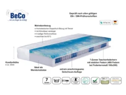BeCo 7-Zonen Taschenfederkern-Matratze »Pro Gel Perfekt TFK«, hautfreundlich, atmungsaktiv