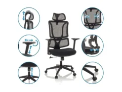Bürostuhl / Drehstuhl ERGOMY Sitz Stoff / Rücken Netzstoff