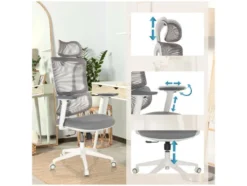Bürostuhl / Drehstuhl ERGOMY W Sitz Stoff / Rücken Netzstoff Grau