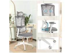 Bürostuhl / Drehstuhl ERGOMY W Sitz Stoff / Rücken Netzstoff Grau