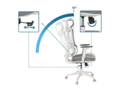 Bürostuhl / Drehstuhl ERGOMY W Sitz Stoff / Rücken Netzstoff Grau
