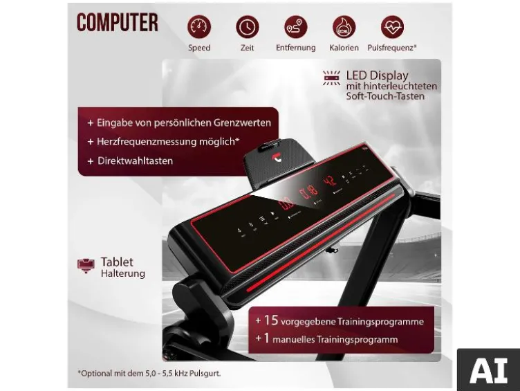 Christopeit Sport Laufband »TM 750S«, 16 Trainingsprogramme, 900 Watt, mit Transportrollen