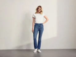 Damen Jeans, Straight Fit, mit hoher Leibhöhe