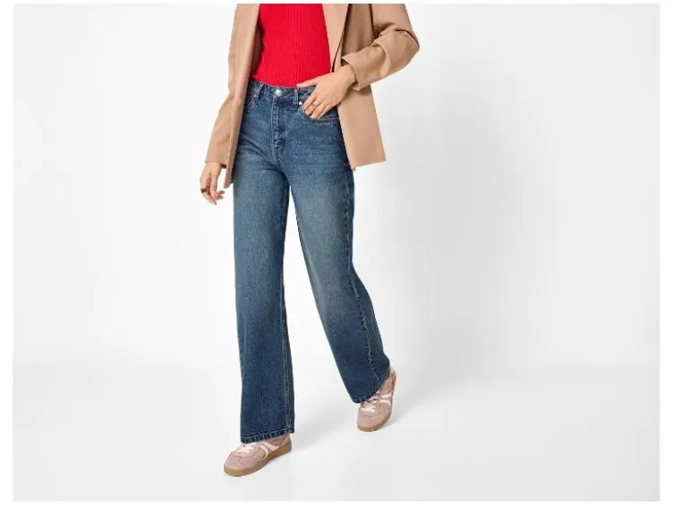 Damen Jeans, Wide Leg, hohe Leibhöhe
