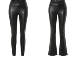 Damen Leggings / Schlaghose, in Lederoptik