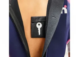 Damen Neoprenanzug, kurz, mit Reißverschluss am Rücken, schwarz/lila/pink