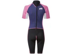 Damen Neoprenanzug, kurz, mit Reißverschluss am Rücken, schwarz/lila/pink
