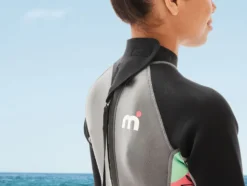 Damen Neopren-Shorty mit Reißverschluss am Rücken, grau/schwarz