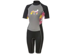 Damen Neopren-Shorty mit Reißverschluss am Rücken, grau/schwarz
