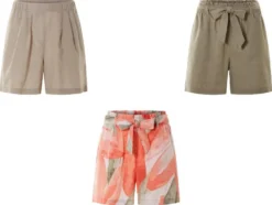 Damen Paperbag-Shorts mit Leinen