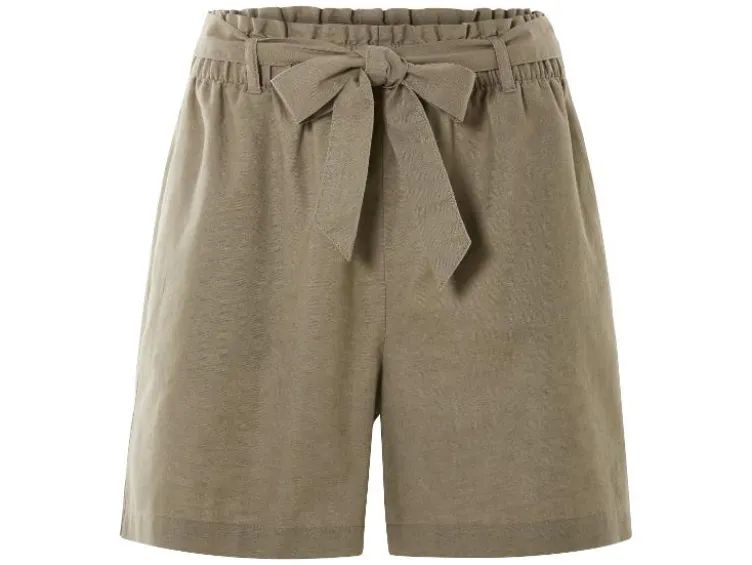 Damen Paperbag-Shorts mit Leinen
