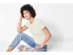 Damen T-Shirt, in modischer Ripp-Qualität