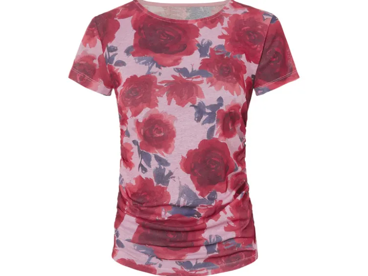 Damen T-Shirt mit seitlicher Raffung