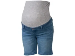 Damen Umstands-Jeansshorts, niedrige Leibhöhe mit elastischem Besatz