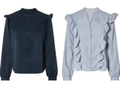 Damen Volant-Bluse, leger geschnitten