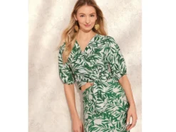 Damen Wickelbluse mit Bindeband in der Taille