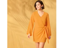 Damen Wickelkleid mit modischer Crinklestruktur