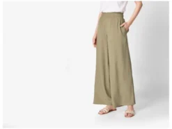 Damen Wide-Leg-Hose, normale Leibhöhe