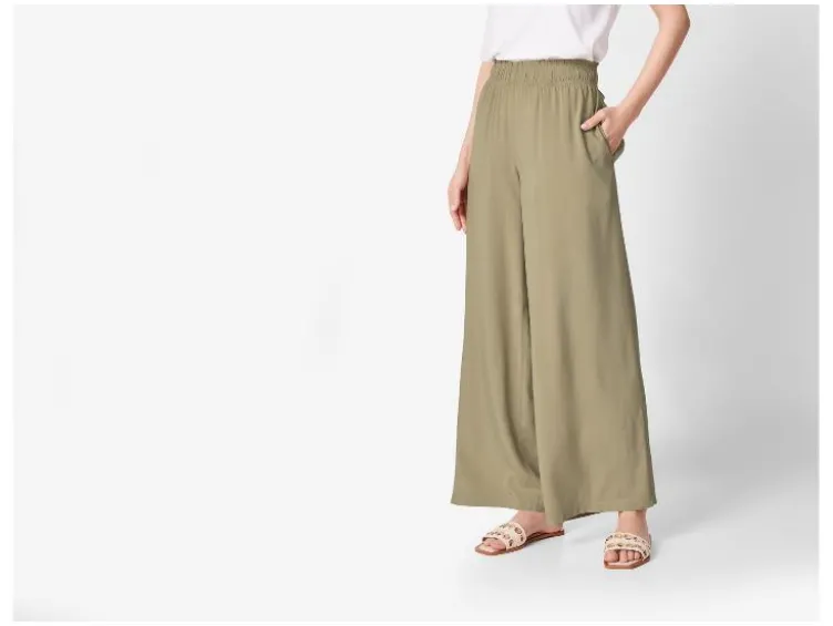 Damen Wide-Leg-Hose, normale Leibhöhe