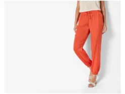 Damen Wide-Leg-Satinhose / Satinhose, mit seitlichen Eingrifftaschen