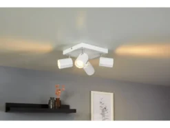 Deckenschienenleuchte / Deckenstrahler, mit 4 neig- und schwenkbaren Spots