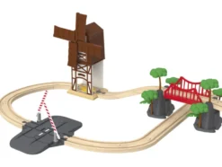 Eisenbahn-Set Feuerwehr / Countryside, aus Buchenholz