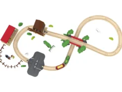 Eisenbahn-Set Feuerwehr / Countryside, aus Buchenholz