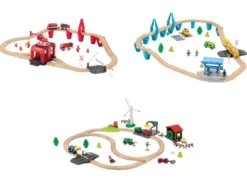 Eisenbahn-Set Feuerwehr / Eisenbahn-Set Passagierzug / Eisenbahn-Set Farm, 36-teilig / 50-teilig / 49-teilig