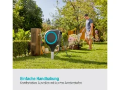 Garten-Schlauchbox »RollUp M«, 20 m Schlauch, um 360° schwenkbar, grau/türkis