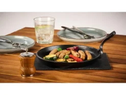 Grillpfanne + Servierplatte / Burgerpresse glatt / Burgerpresse gerillt