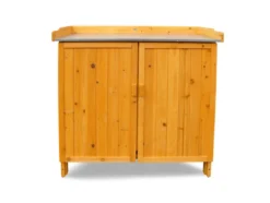 HABAU Gartentisch mit Unterschrank und Arbeitsfläche, 98 x 48 x 95 cm, Holz