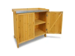 HABAU Gartentisch mit Unterschrank und Arbeitsfläche, 98 x 48 x 95 cm, Holz