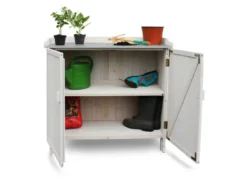 HABAU Gartentisch mit Unterschrank und Arbeitsfläche, 98 x 48 x 95 cm, Holz