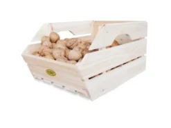 HABAU Holzkiste 3er-Set, 27x38x20 cm, naturbelassen, stapelbar, Kiefer Massivholz