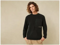 Herren Fleece-Sweatshirt, mit Reißverschluss-Brusttasche